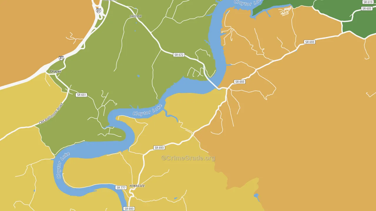 Mack Creek Village, VA Map of Drug-Related Crime Rates