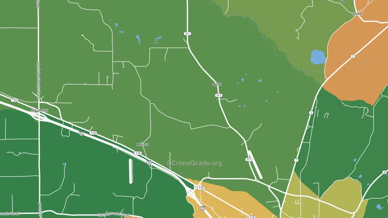 Mack, MS Map of Drug-Related Crime Rates