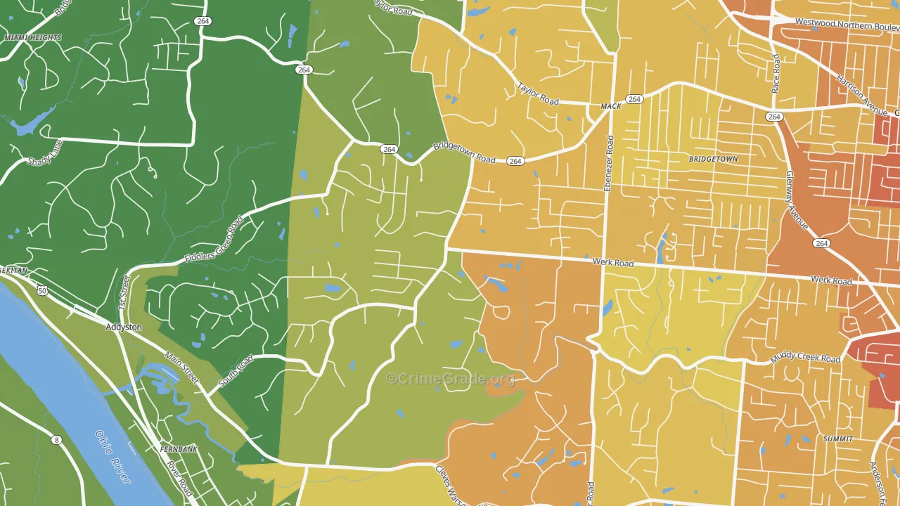 Mack South, Cincinnati, OH Map of Drug-Related Crime Rates