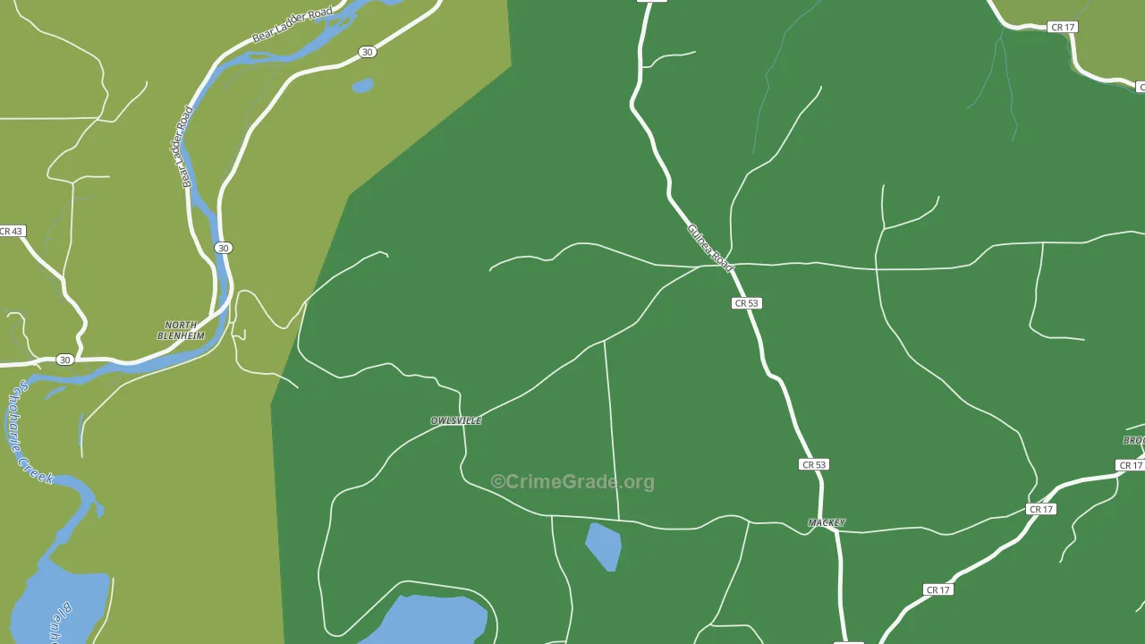 Mackey, NY Map of Drug-Related Crime Rates