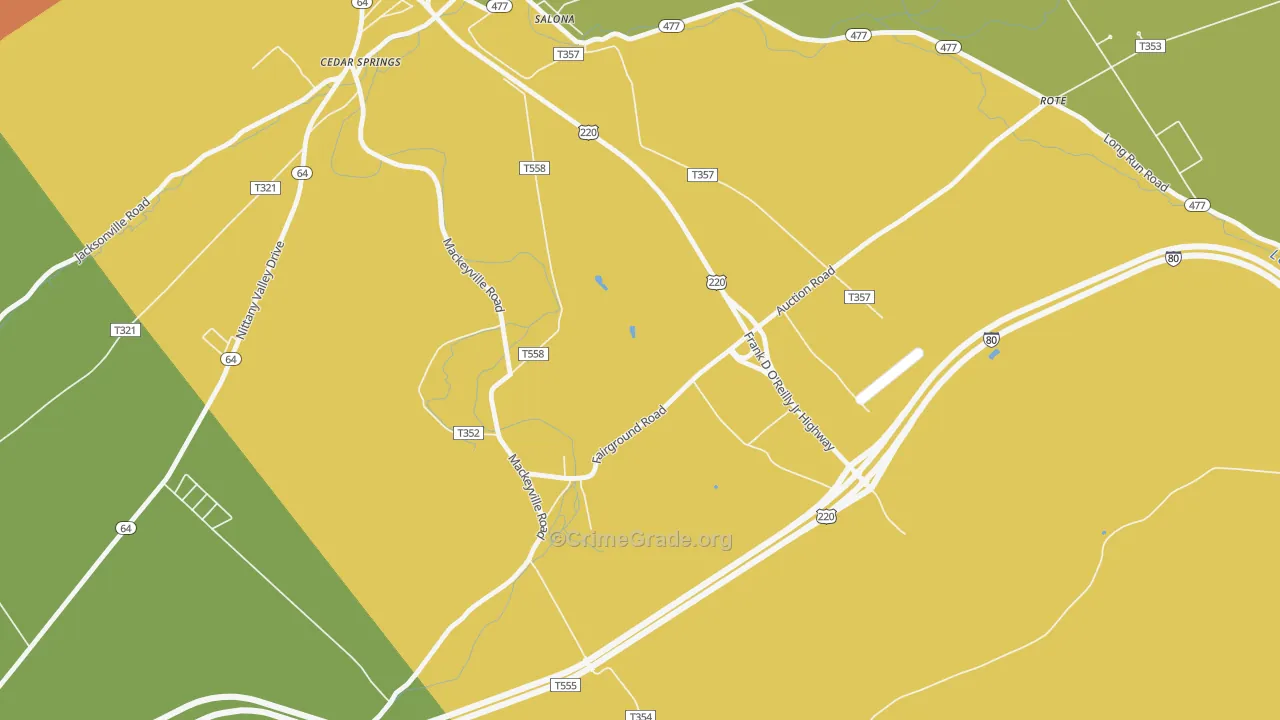 Mackeyville, PA Map of Drug-Related Crime Rates