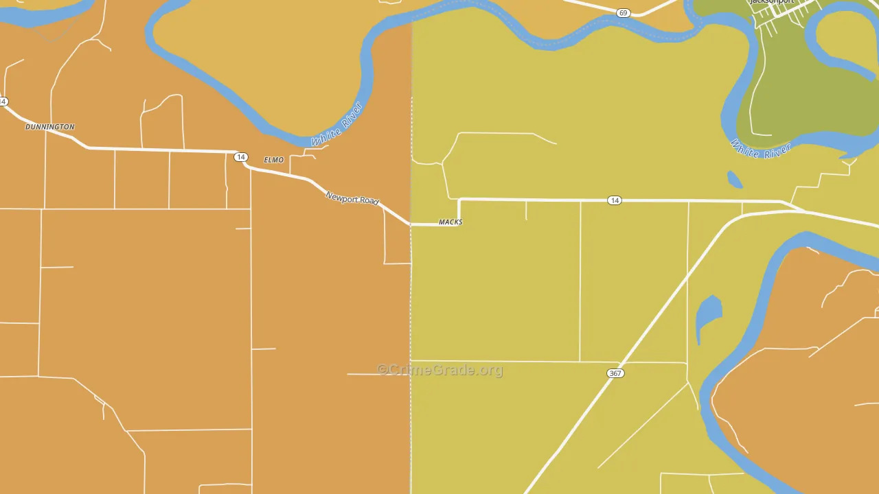 Macks, AR Map of Drug-Related Crime Rates