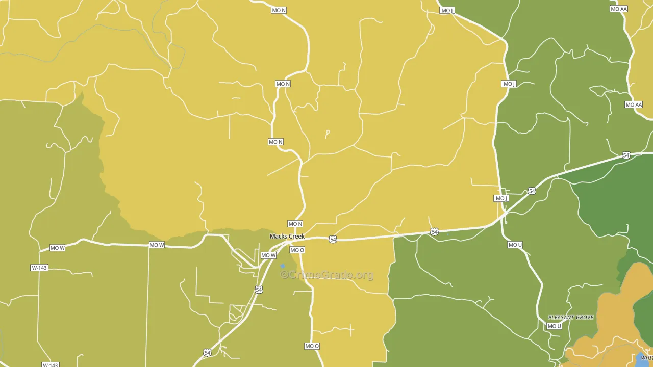 Macks Creek, MO Map of Drug-Related Crime Rates