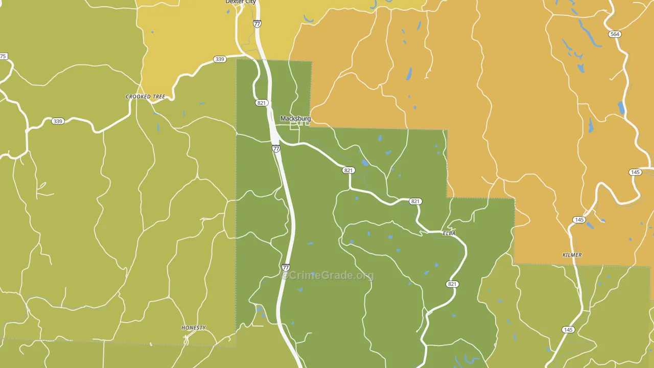 Macksburg, OH Map of Drug-Related Crime Rates