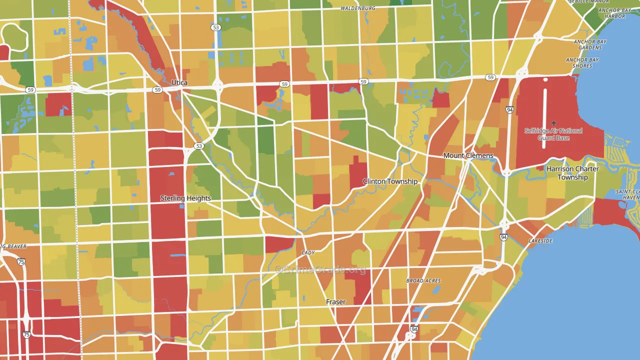 Macomb County, MI Map of Drug-Related Crime Rates