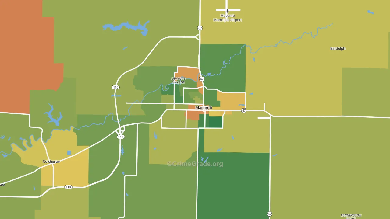 Macomb, IL Map of Drug-Related Crime Rates
