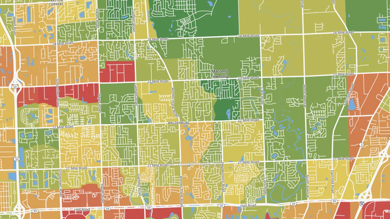 Macomb, MI Map of Drug-Related Crime Rates