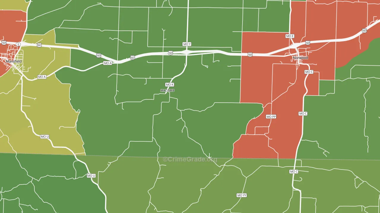 Macomb, MO Map of Drug-Related Crime Rates