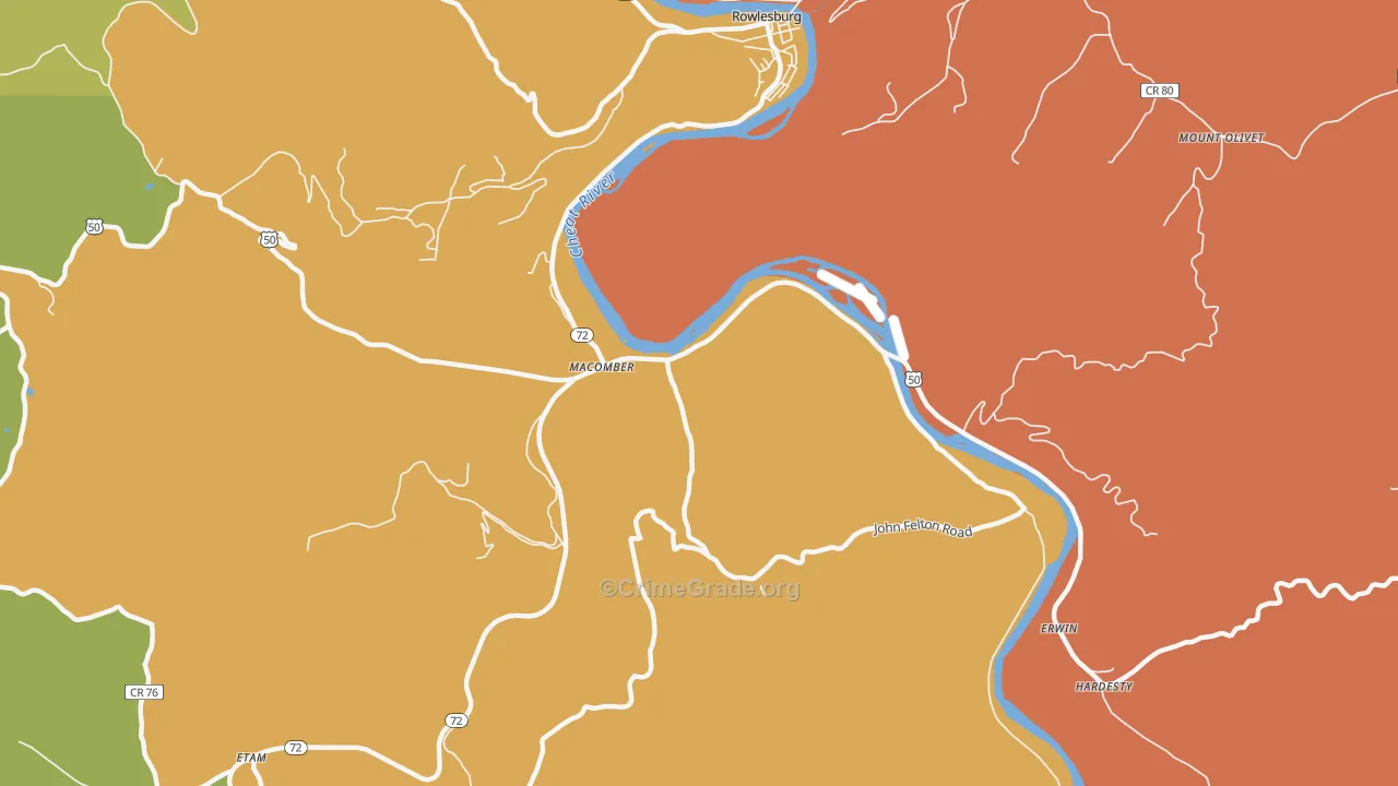 Macomber, WV Map of Drug-Related Crime Rates