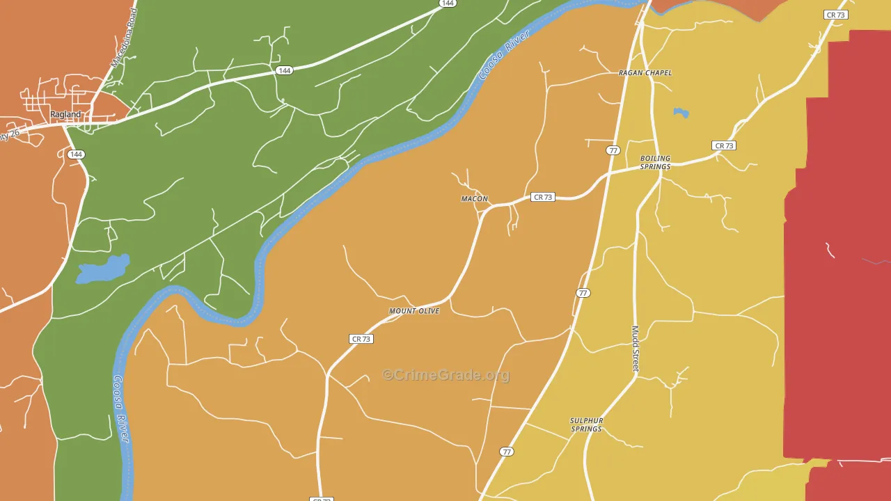 Macon, AL Map of Drug-Related Crime Rates