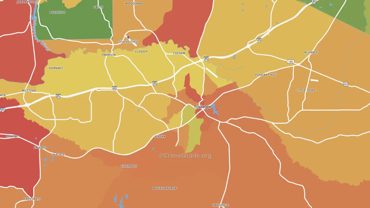 Macon County, AL Map of Drug-Related Crime Rates