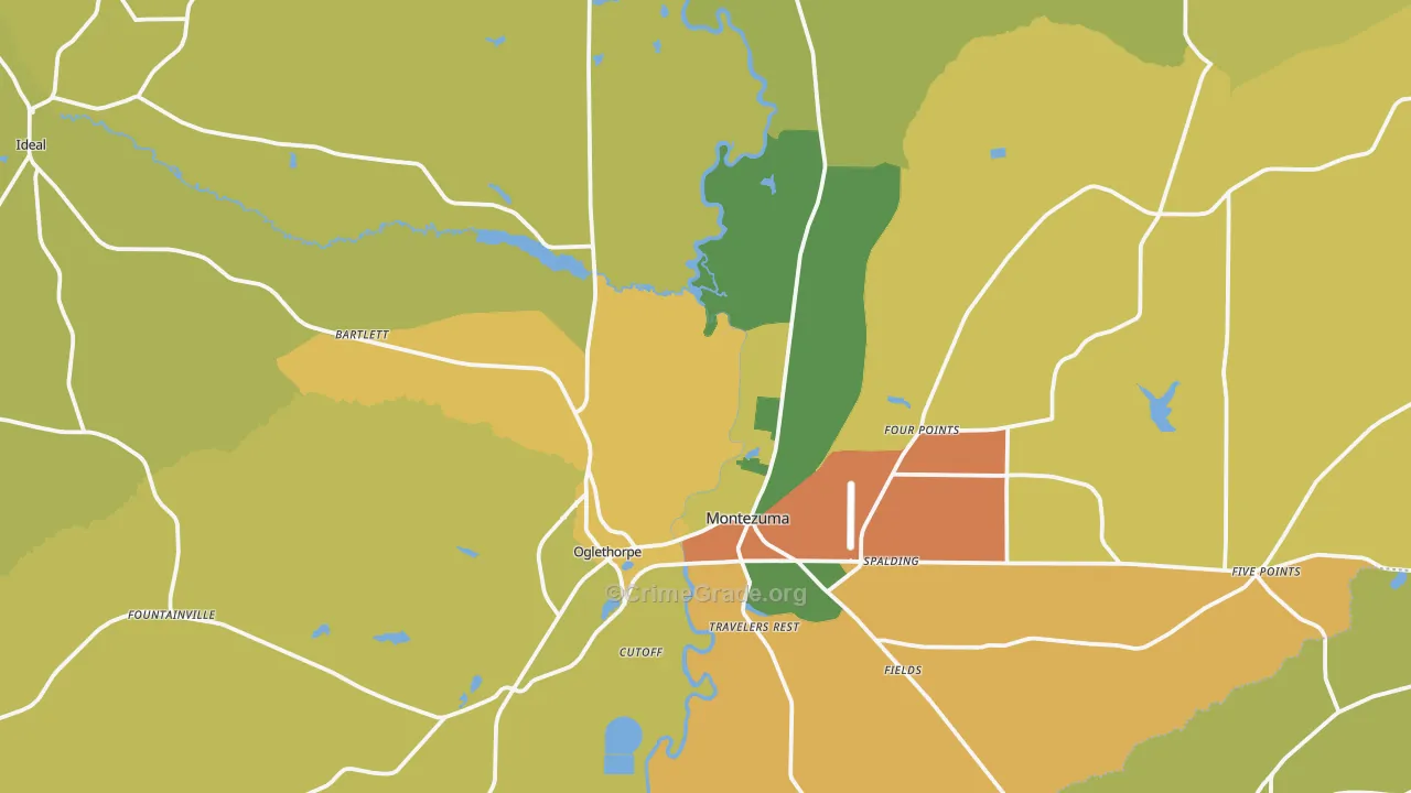 Macon County, GA Map of Drug-Related Crime Rates