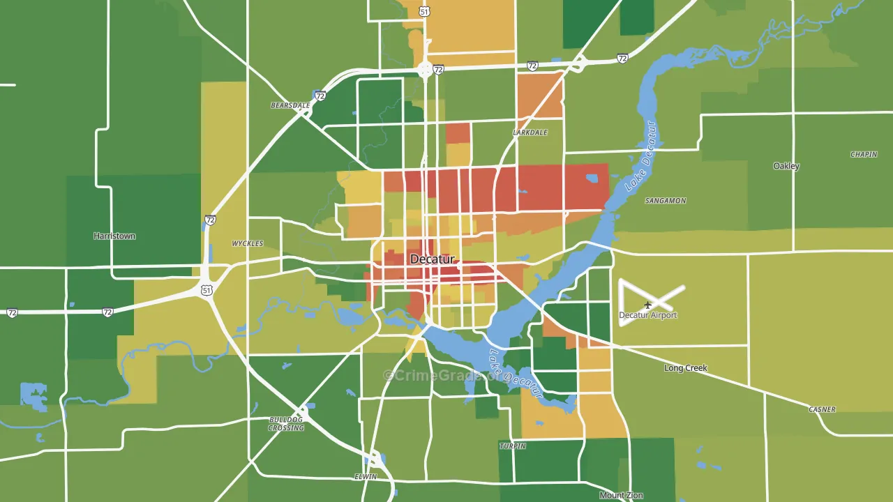 Macon County, IL Map of Drug-Related Crime Rates
