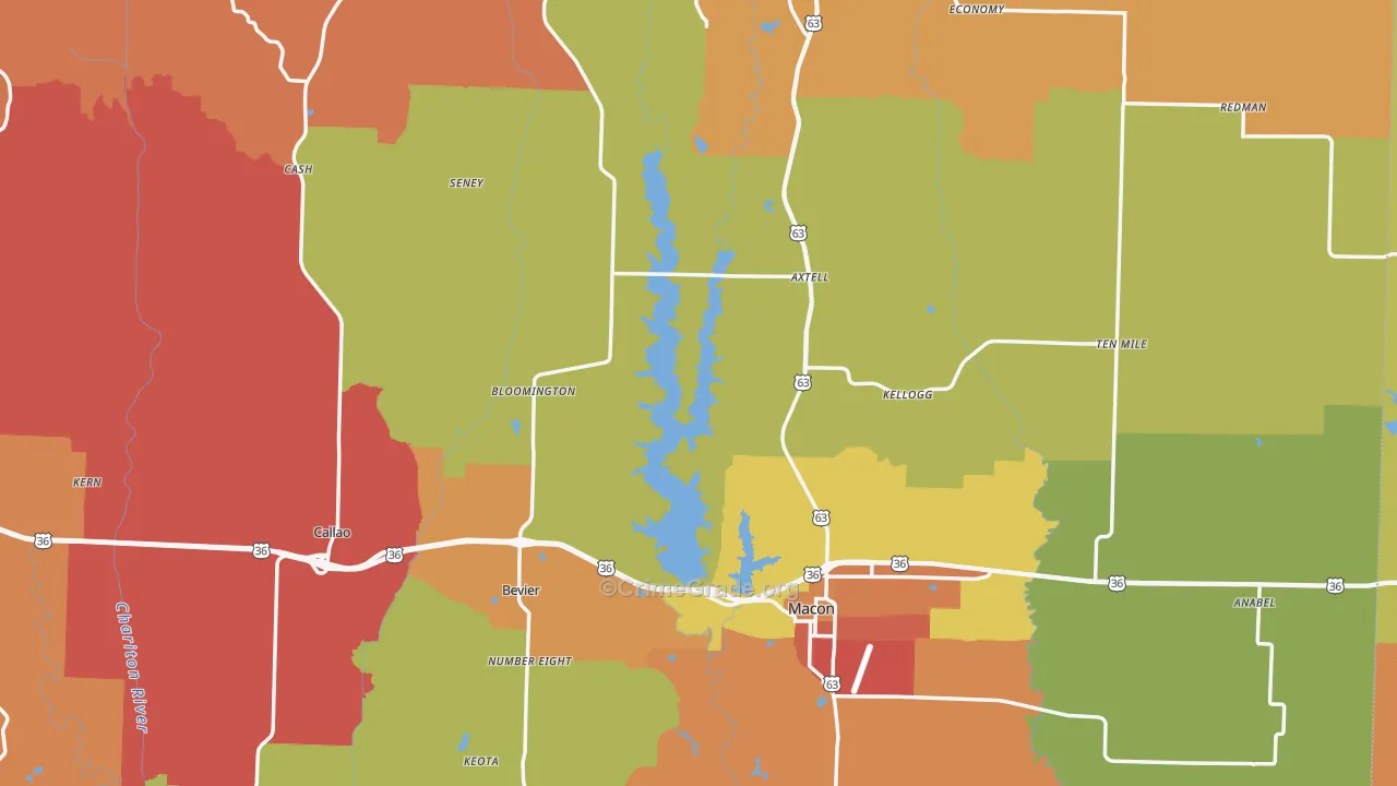 Macon County, MO Map of Drug-Related Crime Rates