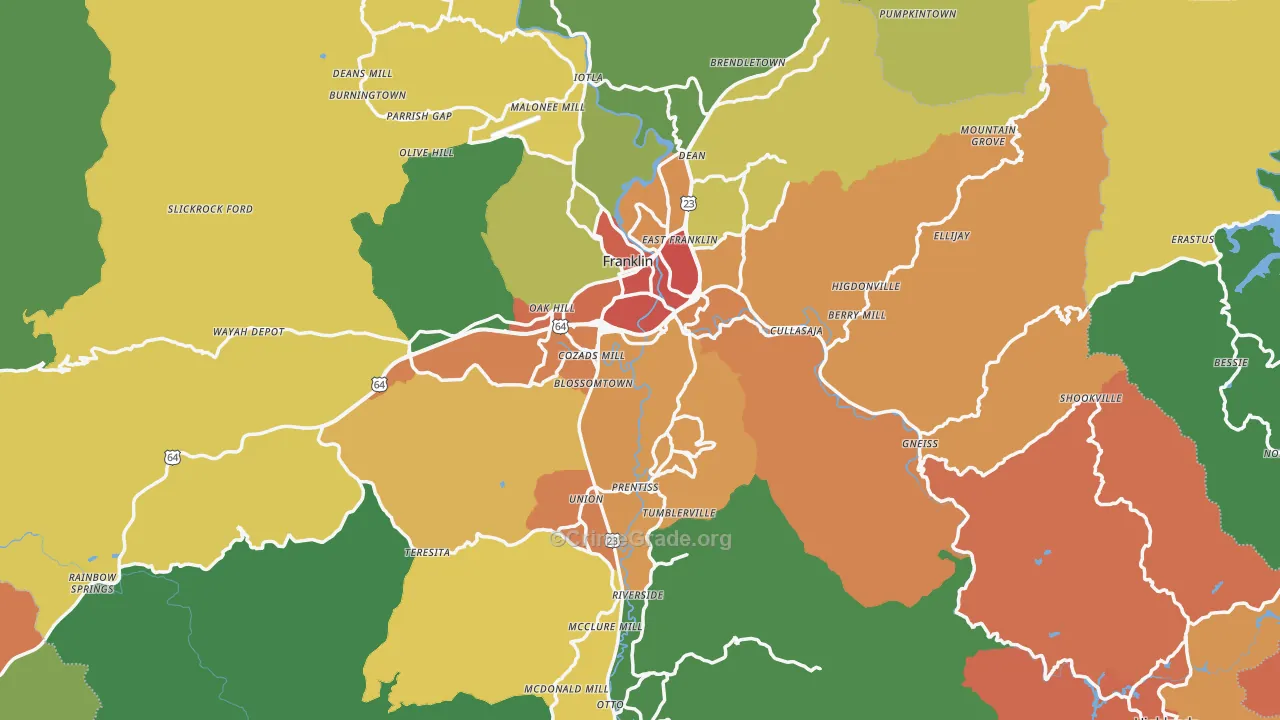 Macon County, NC Map of Drug-Related Crime Rates
