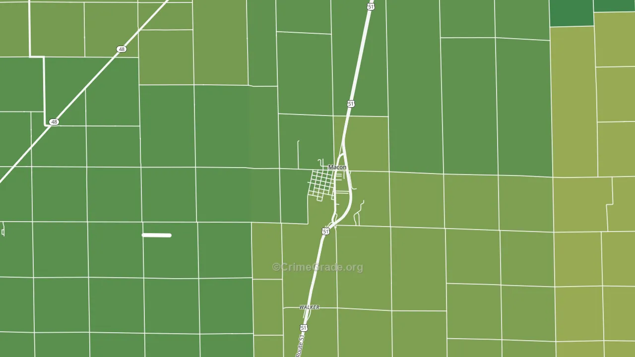 Macon, IL Map of Drug-Related Crime Rates