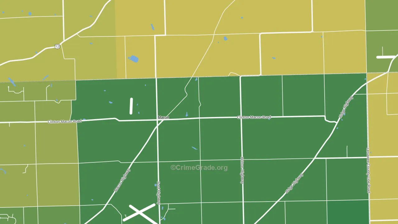Macon, MI Map of Drug-Related Crime Rates