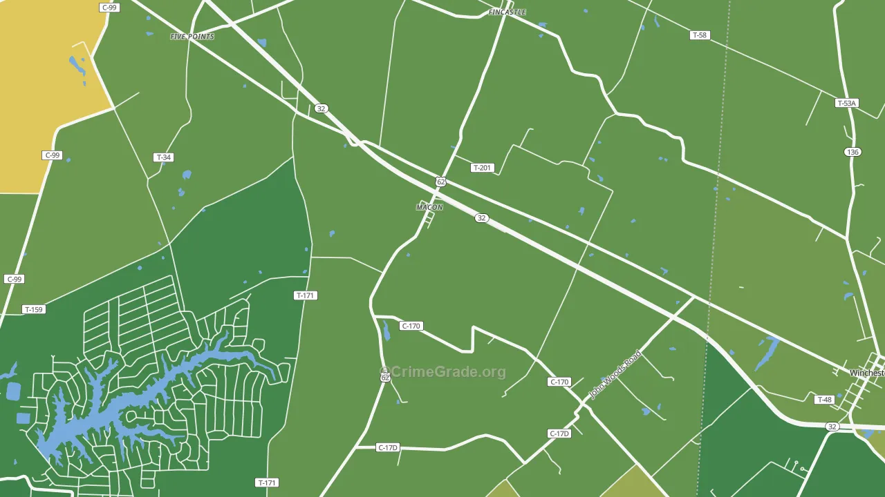 Macon, OH Map of Drug-Related Crime Rates