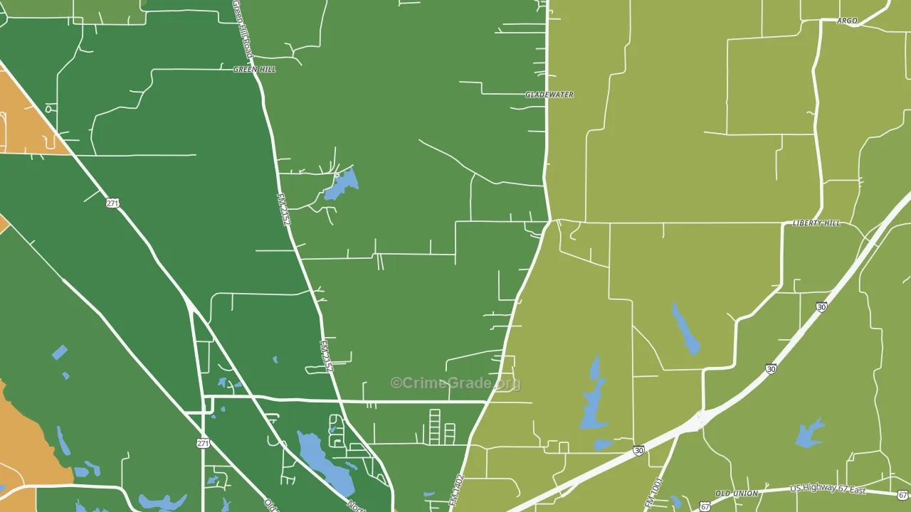 Macon, TX Map of Drug-Related Crime Rates