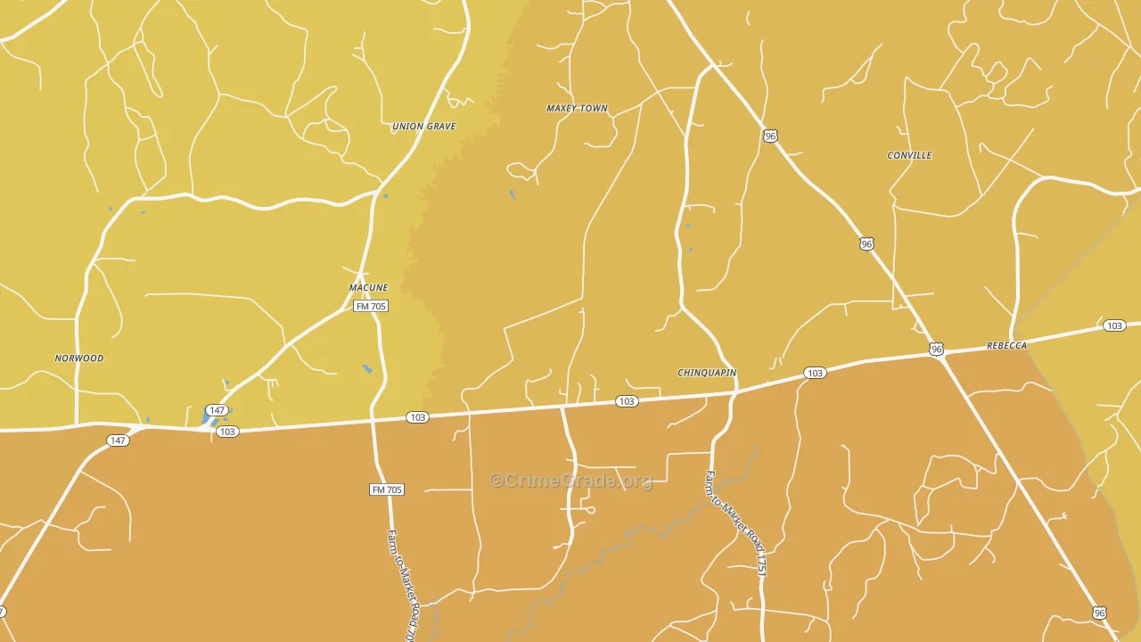 Macune, TX Map of Drug-Related Crime Rates