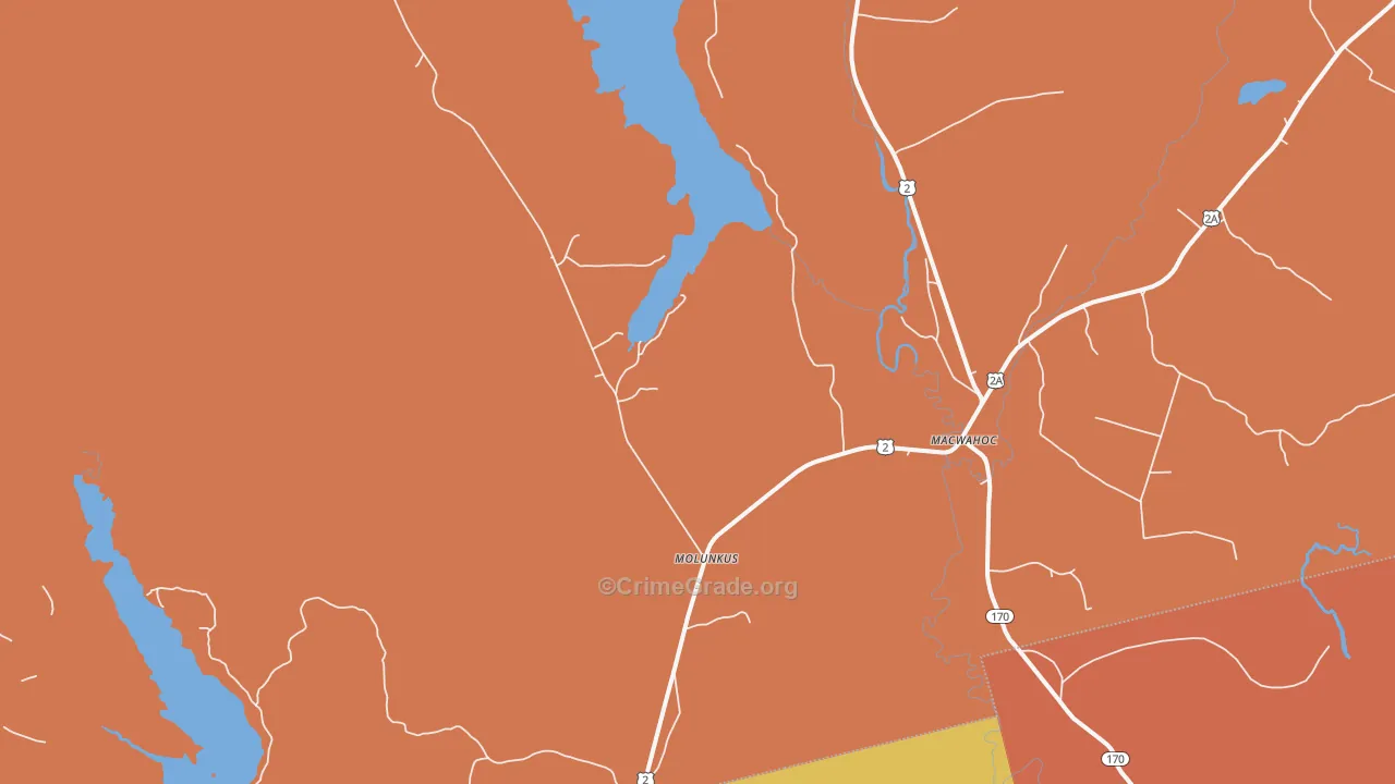 Macwahoc, ME Map of Drug-Related Crime Rates