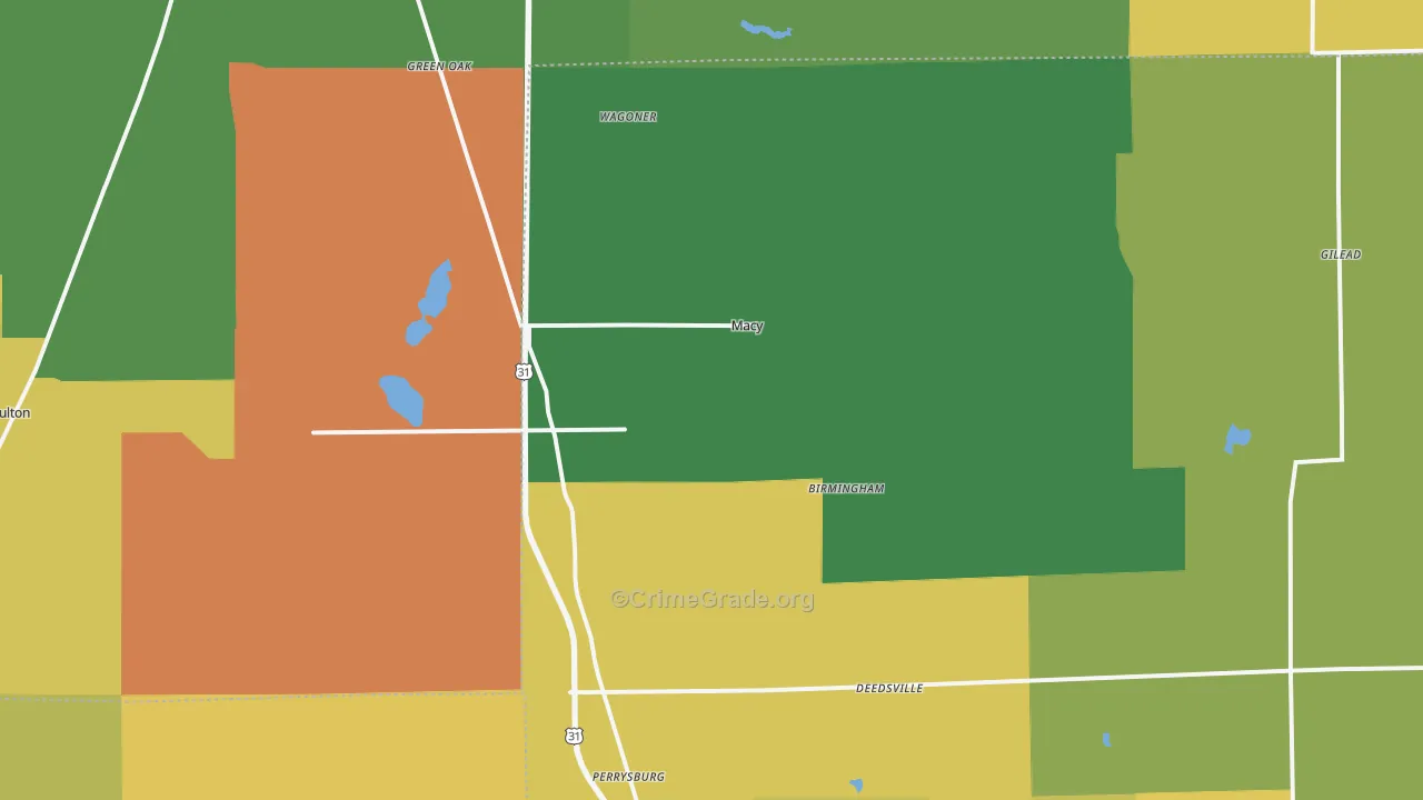 Macy, IN Map of Drug-Related Crime Rates