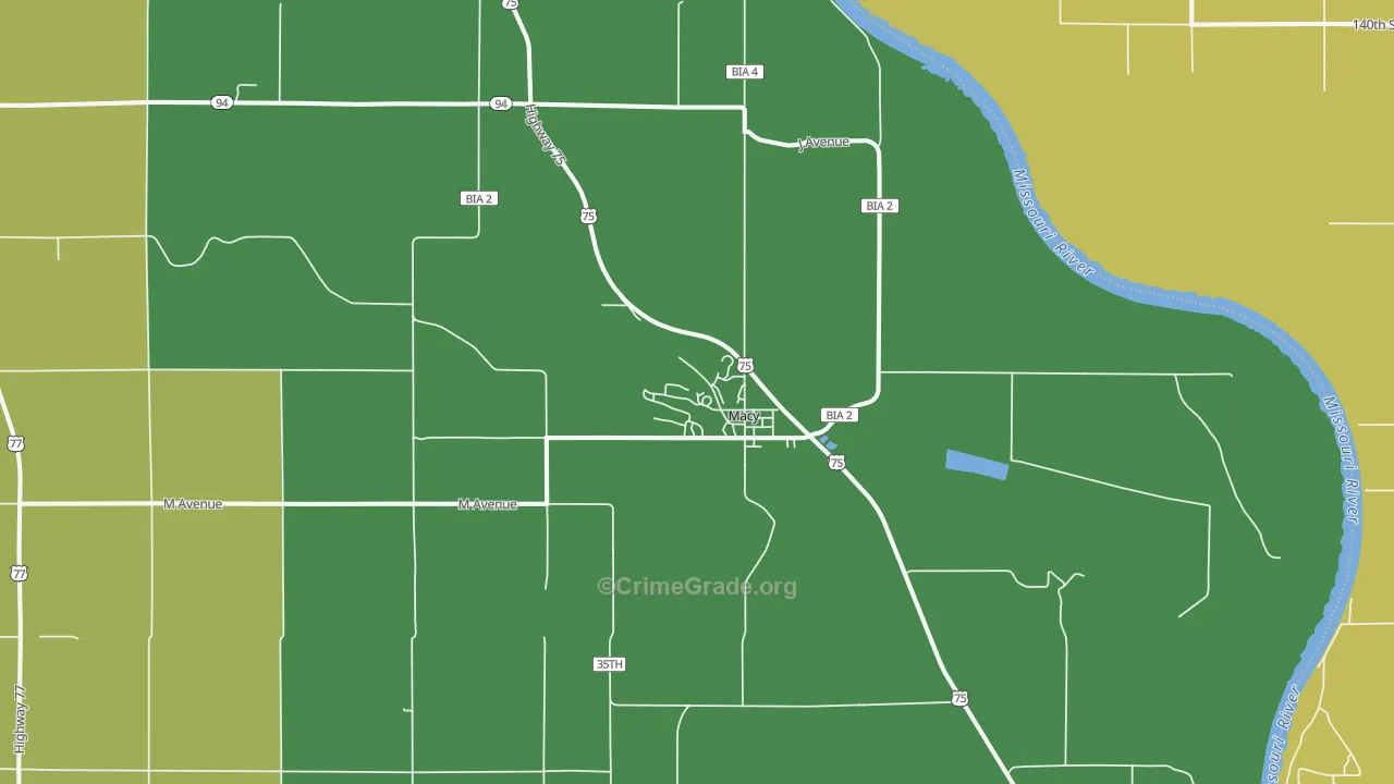 Macy, NE Map of Drug-Related Crime Rates