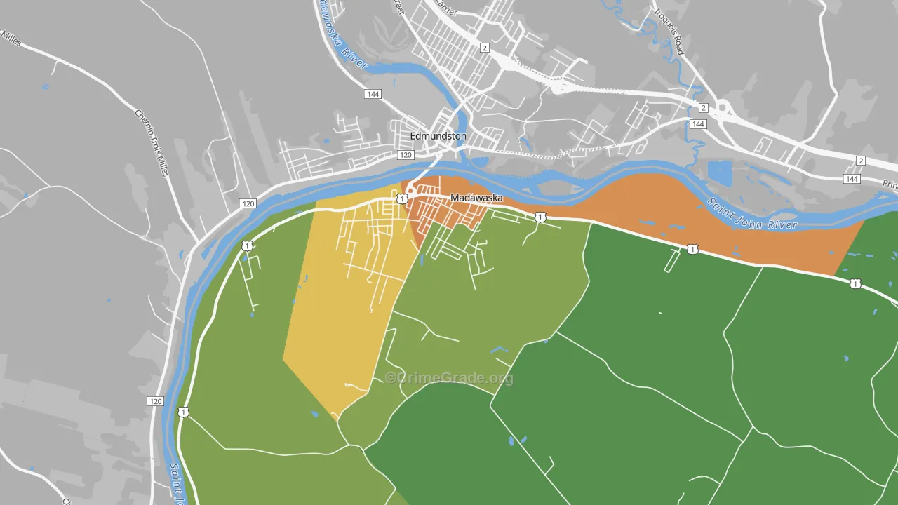 Madawaska, ME Map of Drug-Related Crime Rates