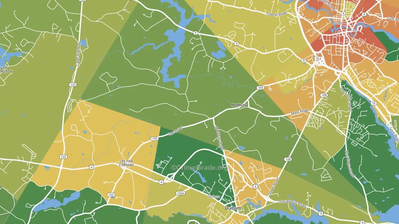 Madbury, NH Map of Drug-Related Crime Rates