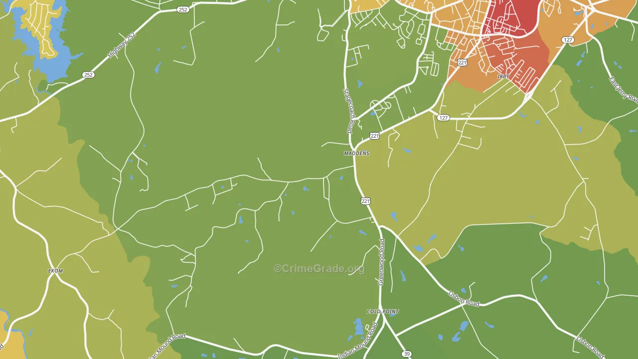 Maddens, SC Map of Drug-Related Crime Rates