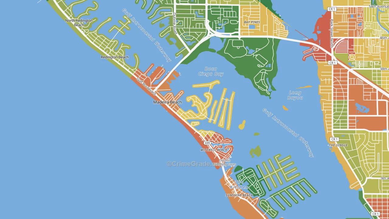 Madeira Beach, FL Map of Drug-Related Crime Rates