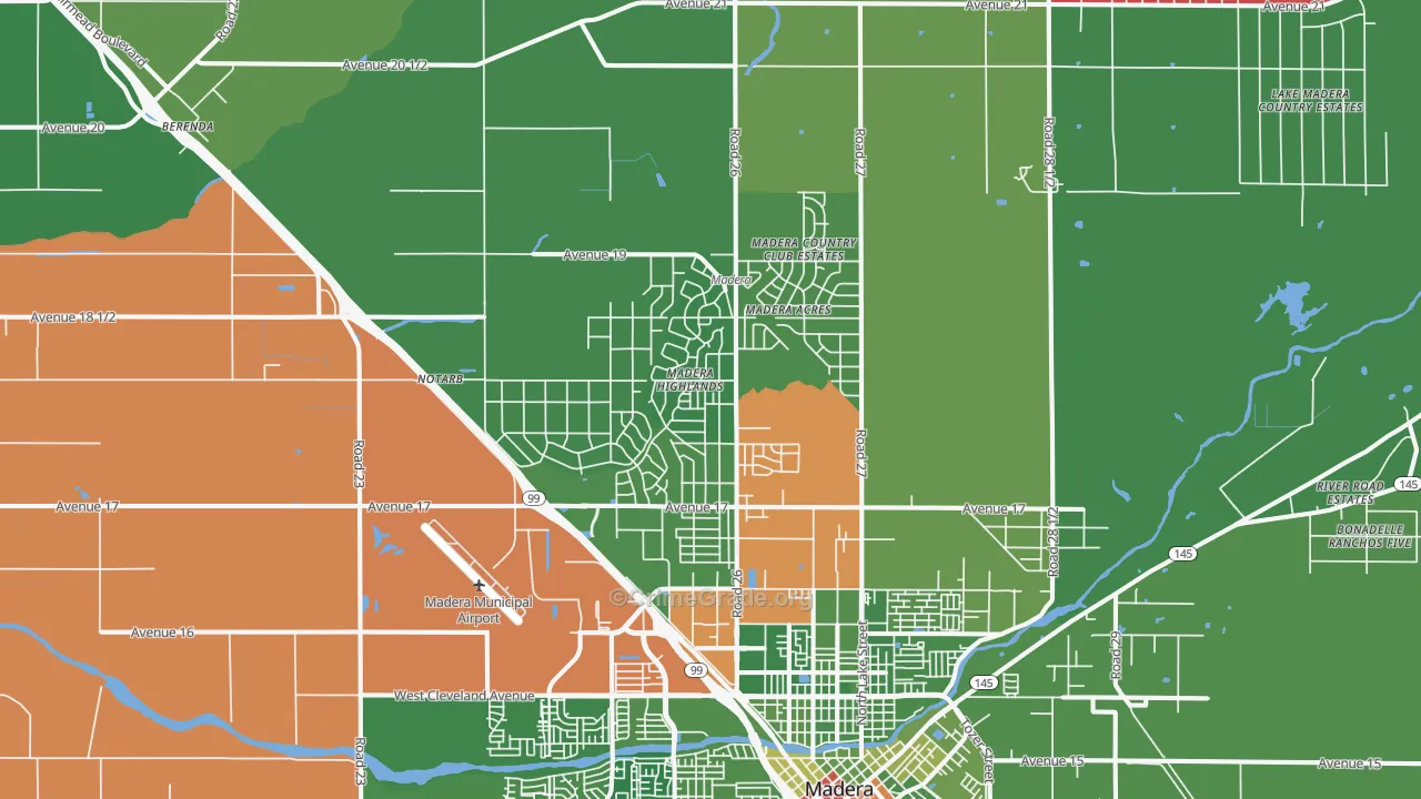Madera Acres, CA Map of Drug-Related Crime Rates