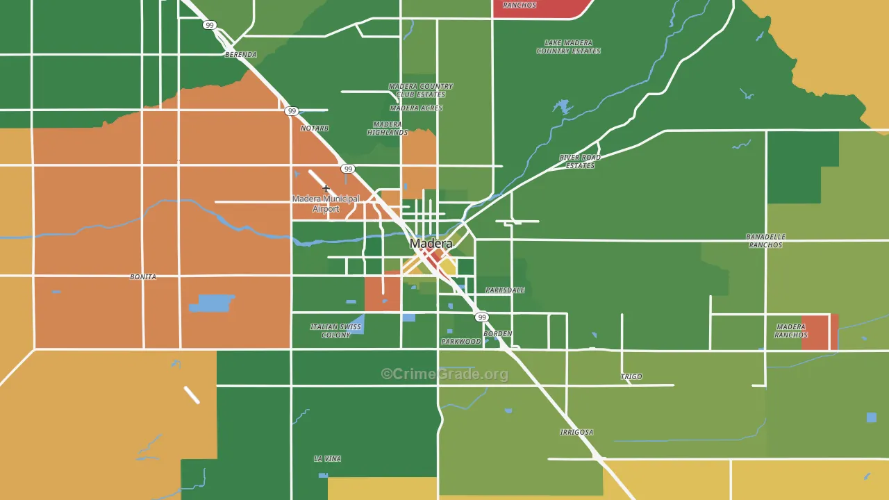 Madera, CA Map of Drug-Related Crime Rates