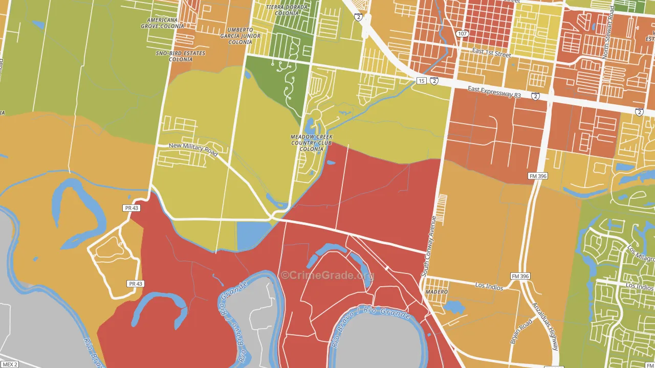 Madero, TX Map of Drug-Related Crime Rates