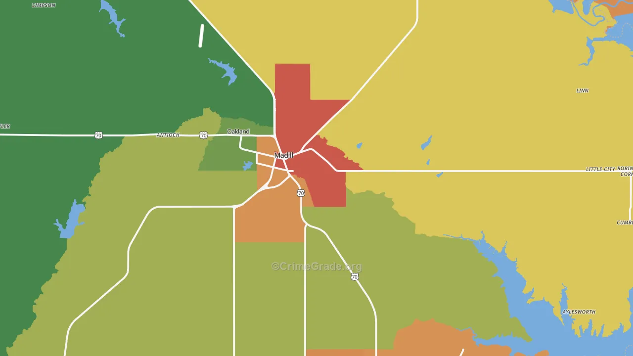 Madill, OK Map of Drug-Related Crime Rates