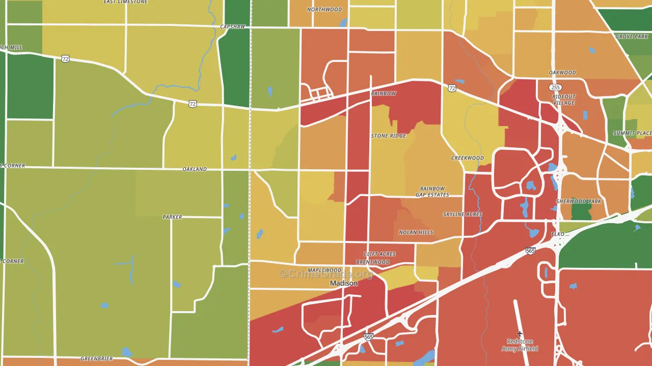 Madison, AL Map of Drug-Related Crime Rates