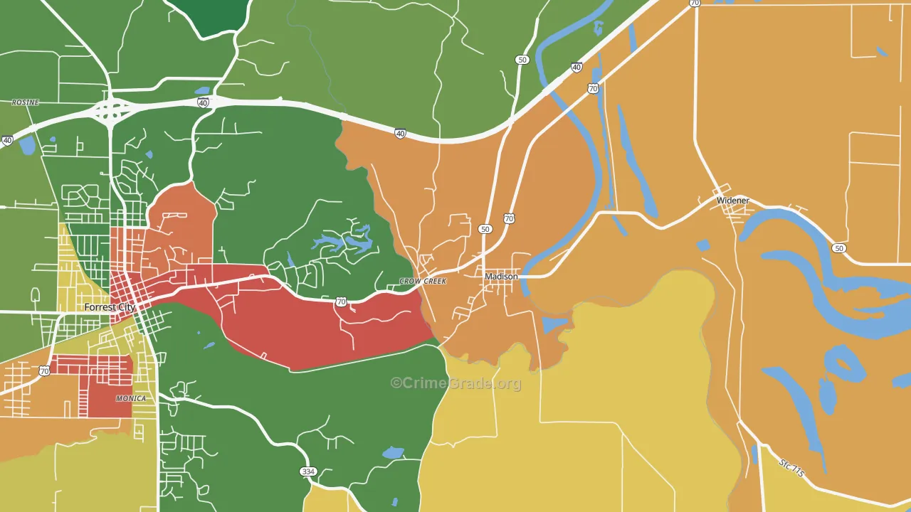 Madison, AR Map of Drug-Related Crime Rates