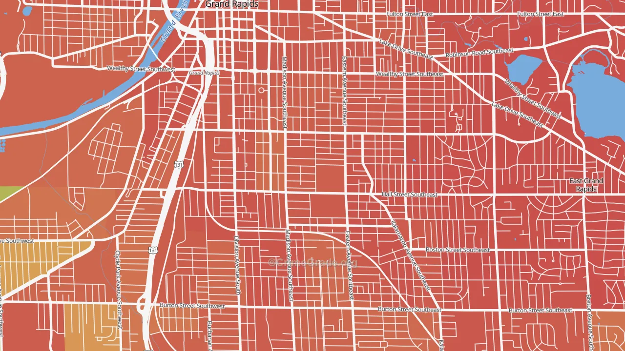 Madison Area, Grand Rapids, MI Map of Drug-Related Crime Rates