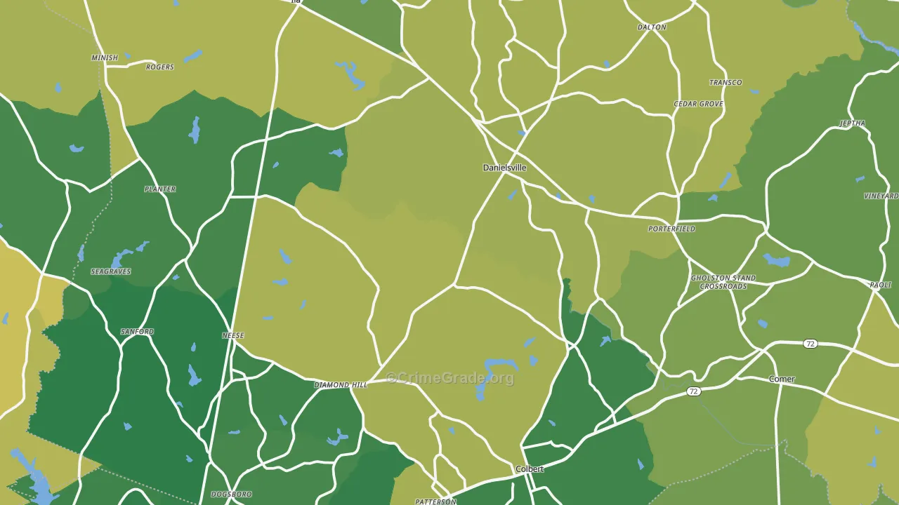 Madison County, GA Map of Drug-Related Crime Rates