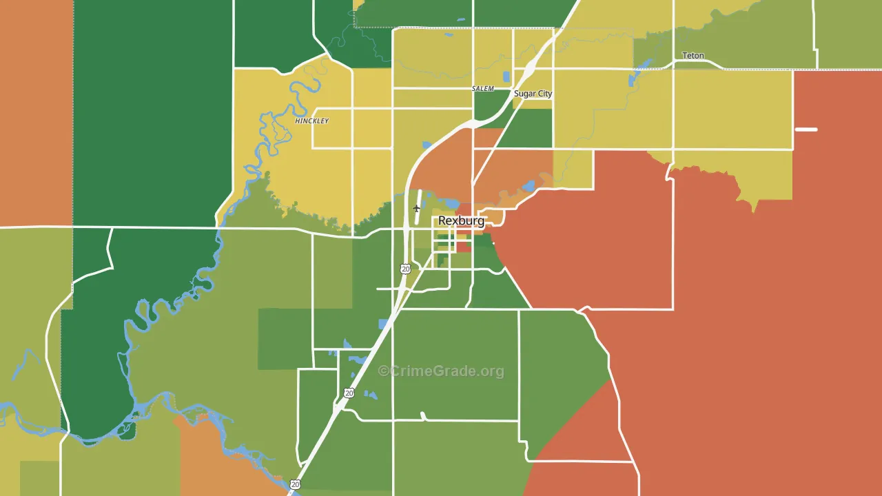 Madison County, ID Map of Drug-Related Crime Rates