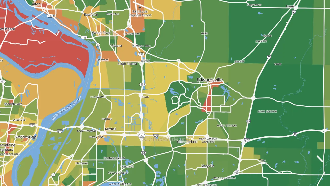 Madison County, IL Map of Drug-Related Crime Rates