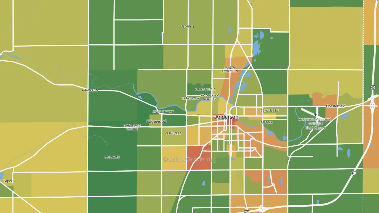 Madison County, IN Map of Drug-Related Crime Rates