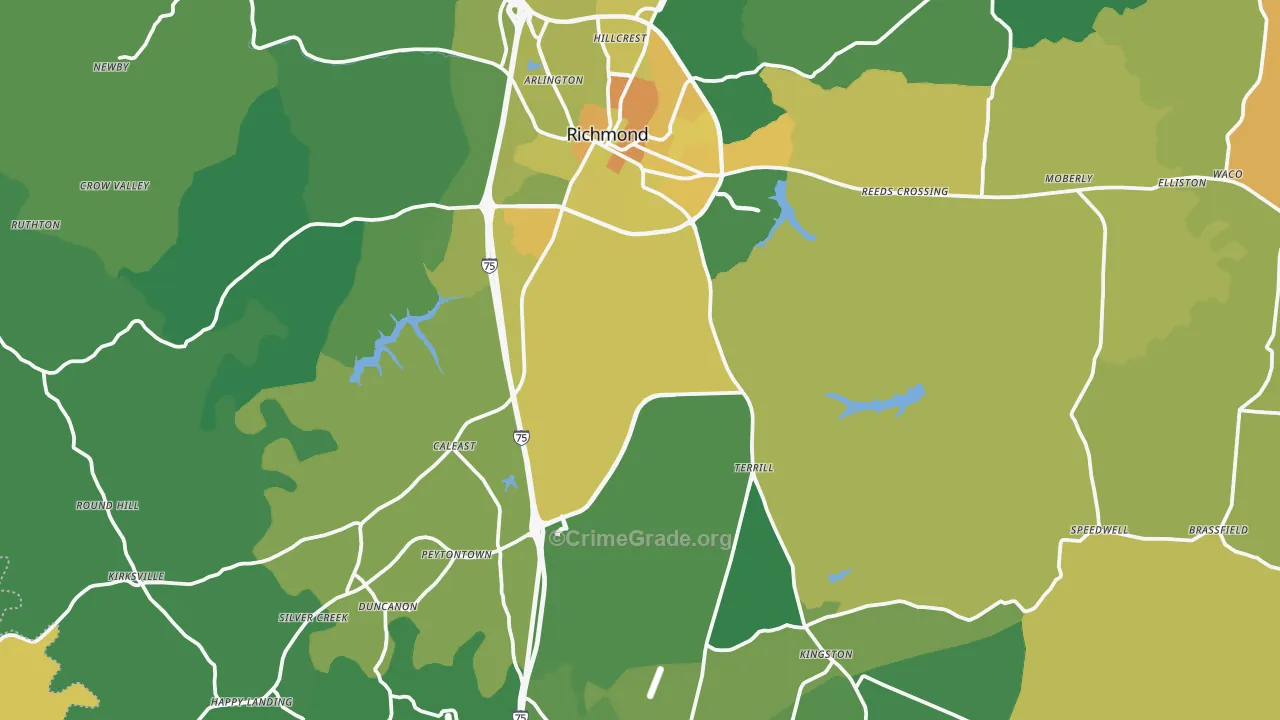 Madison County, KY Map of Drug-Related Crime Rates
