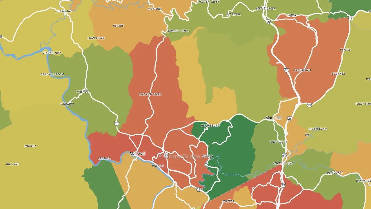 Madison County, NC Map of Drug-Related Crime Rates