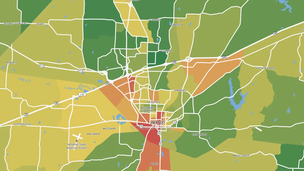Madison County, TN Map of Drug-Related Crime Rates