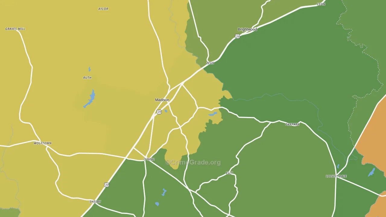 Madison County, VA Map of Drug-Related Crime Rates