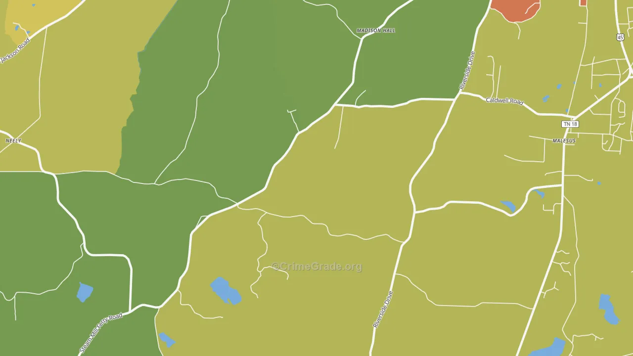 Madison Hall, TN Map of Drug-Related Crime Rates
