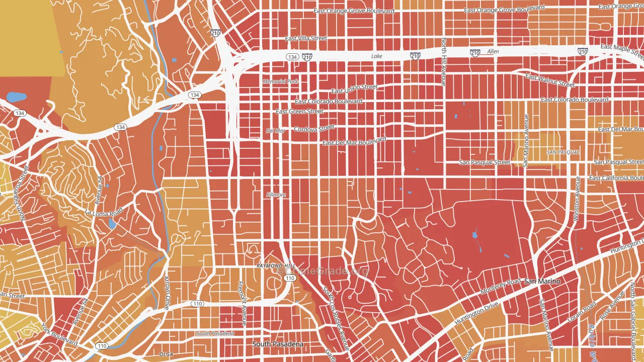 Madison Heights, Pasadena, CA Map of Drug-Related Crime Rates