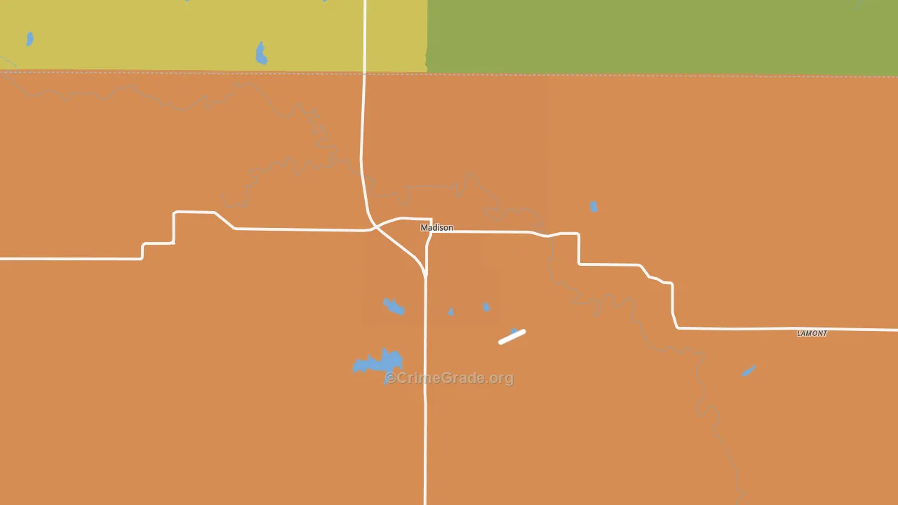 Madison, KS Map of Drug-Related Crime Rates