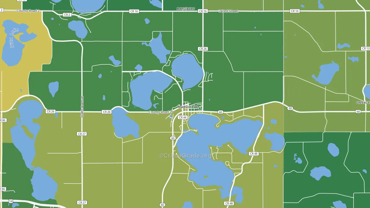Madison Lake, MN Map of Drug-Related Crime Rates